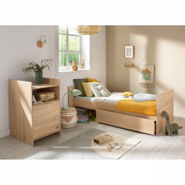 Lit chambre combiné évolutif avec commode 1 porte Azur