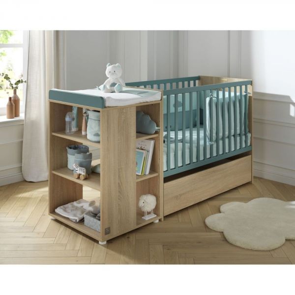 Lit évolutif bébé combiné 60x120 cm en 90x190 cm Nova Argile douce