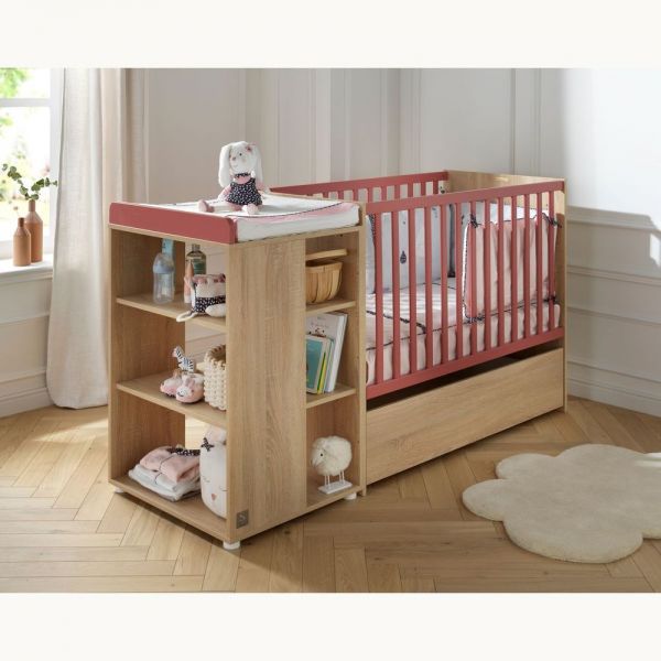 Lit évolutif bébé combiné 60x120 cm en 90x190 cm Nova Rose canyon