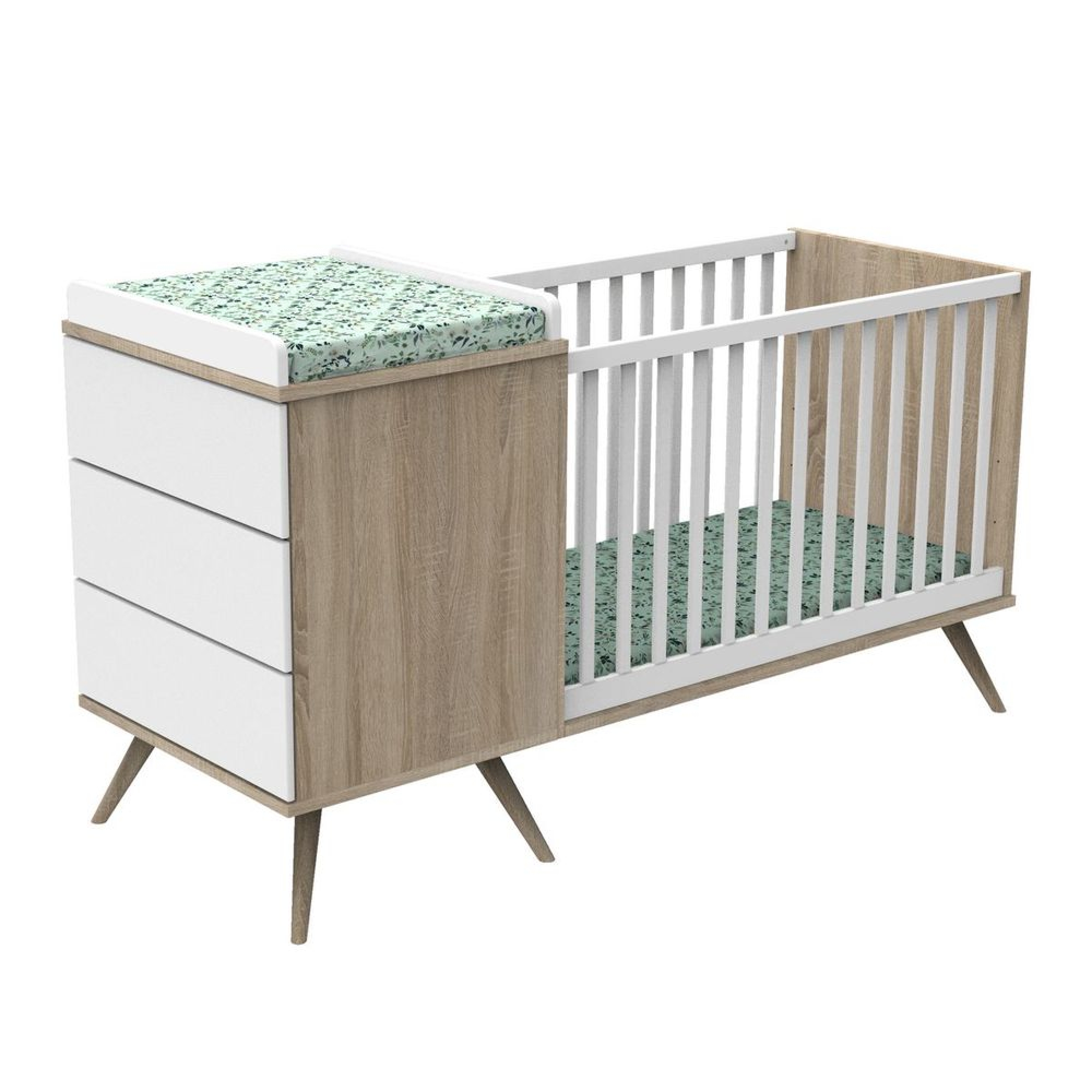 Sauthon Meubles Lit Combine Evolutif 60x1 En 90x190 Seventies Blanc Made In Bebe