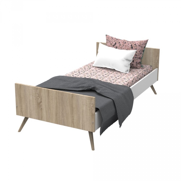 Lit évolutif bébé combiné 60x120 cm en 90x190 cm Seventies Rose