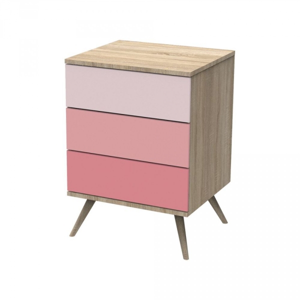 Lit évolutif bébé combiné 60x120 cm en 90x190 cm Seventies Rose