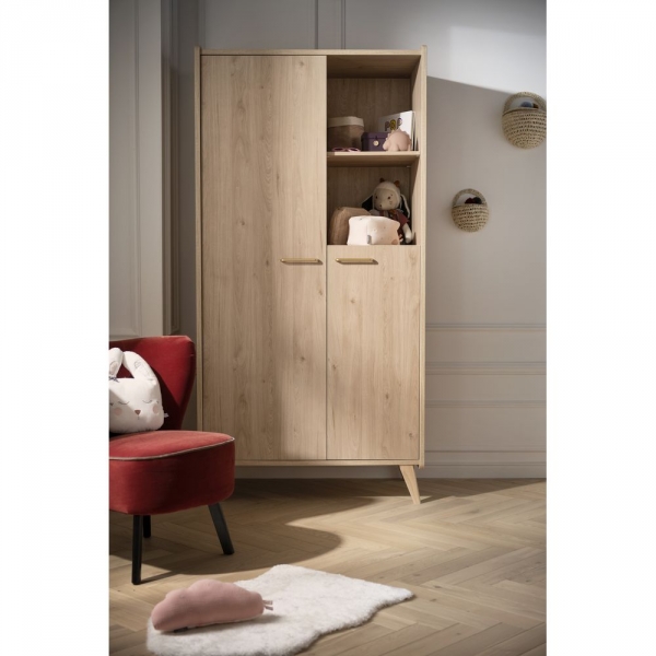 Chambre Duo Lit évolutif bébé combiné 60x120 cm en 90x190 cm + Armoire Arty