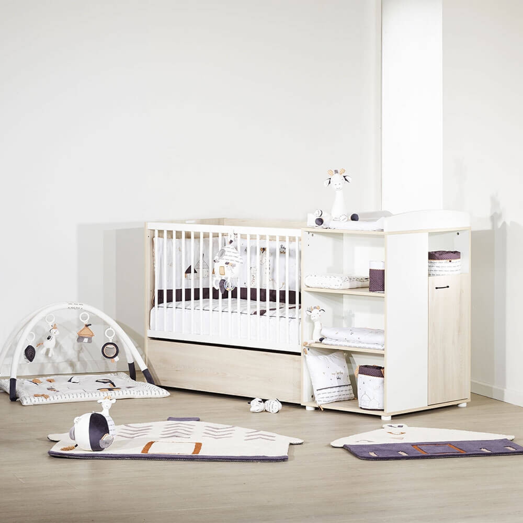 Sauthon Meubles Lit Combine Evolutif 60x1 Vintage Hetre Cendre Made In Bebe