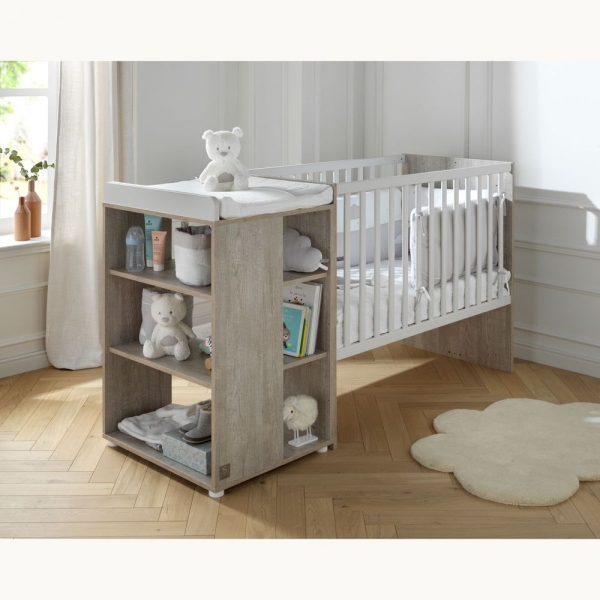 Lit évolutif bébé combiné 60x120 cm en 90x190 cm Nova Gris loft
