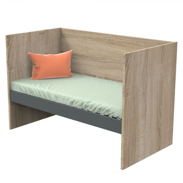 Lit évolutif bébé combiné 70x140 cm en 140x200 cm + Tiroir de lit Nova Gris volcan