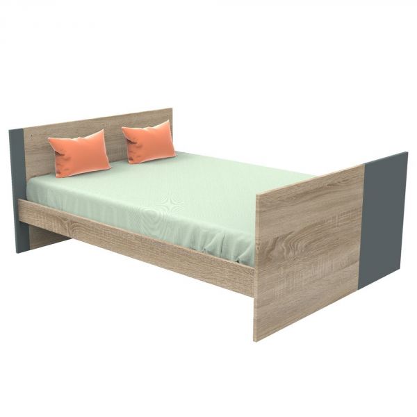 Lit évolutif bébé combiné 70x140 cm en 140x200 cm + Tiroir de lit Nova Gris volcan