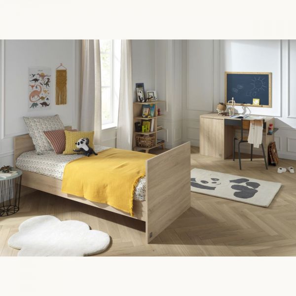 Lit évolutif bébé combiné 70x140 cm en 140x200 cm + Tiroir de lit Nova Gris volcan