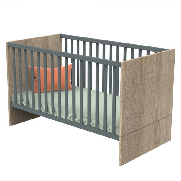 Lit évolutif bébé Little Big Bed 70x140 cm + Tiroir de lit Nova Gris volcan