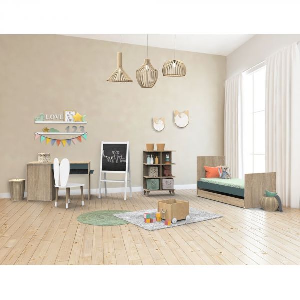 Lit évolutif bébé Little Big Bed 70x140 cm + Tiroir de lit Nova Gris volcan