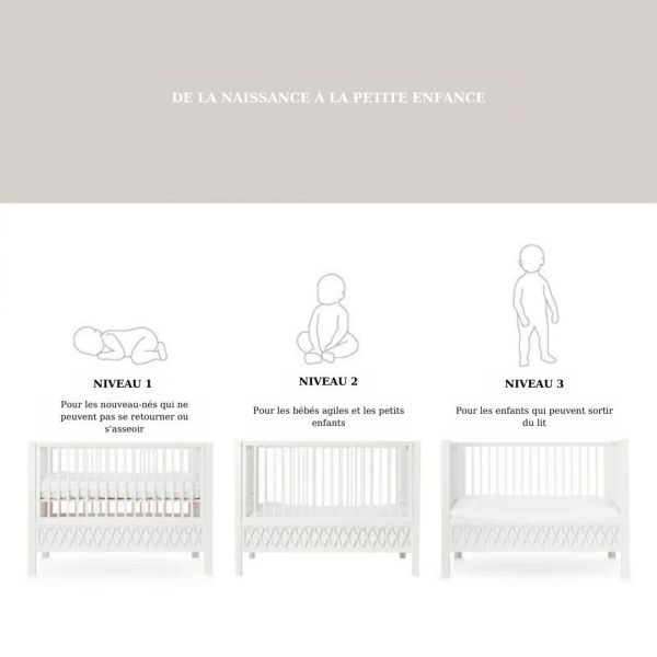 Lit de bébé ajustable Harlequin, 60 x 120 cm