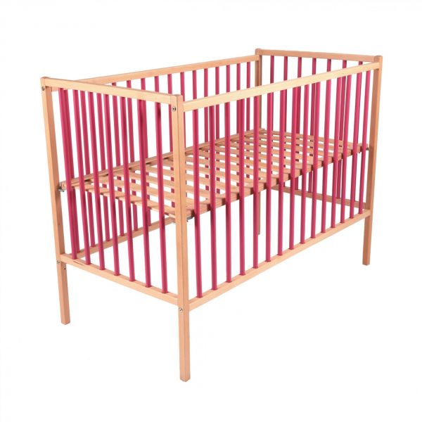 Lit en bois 70x140 cm Rémi Hybride fuchsia