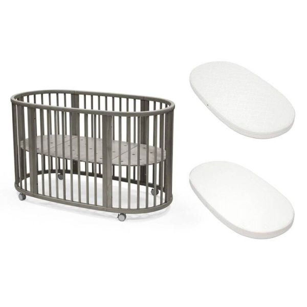 Pack Lit Sleepi Hazy grey + matelas Sleepi + drap housse blanc