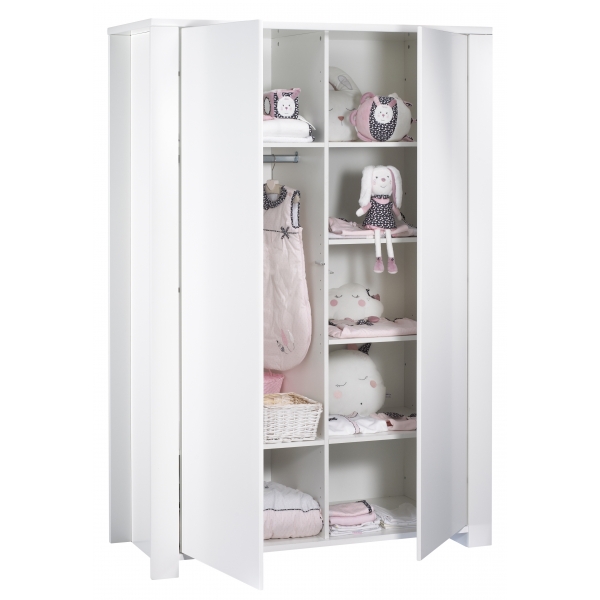 Chambre Trio Lit évolutif bébé Little Big Bed 70x140 cm + Armoire + Commode Loft Blanc