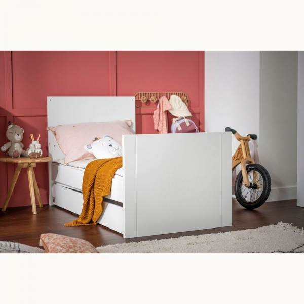 Chambre Trio Lit évolutif bébé Little Big Bed 70x140 cm + Armoire + Commode Loft Blanc