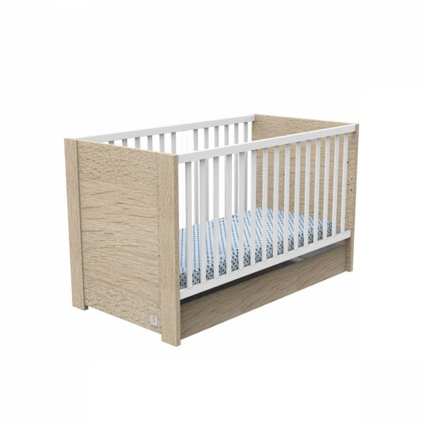 Chambre Duo Lit évolutif bébé Little Big Bed 70x140 cm + Commode Antonin Bois