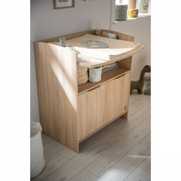 Chambre bébé trio lit little big bed 70x140cm + commode+ armoire Azur