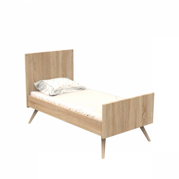 Chambre bébé duo lit little big bed 70x140cm bois + commode sauge Seventies