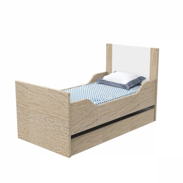 Chambre Duo Lit évolutif bébé Little Big Bed 70x140 cm + Commode Antonin Bois et blanc