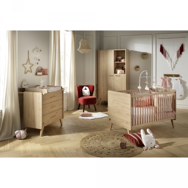 Chambre Trio Lit évolutif bébé Little Big Bed 70x140 cm + Armoire + Commode Arty