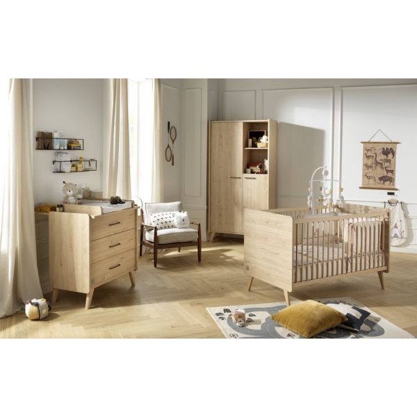 Chambre Trio Lit évolutif bébé Little Big Bed 70x140 cm + Armoire + Commode Arty