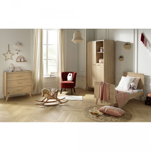 Chambre Trio Lit évolutif bébé Little Big Bed 70x140 cm + Armoire + Commode Arty