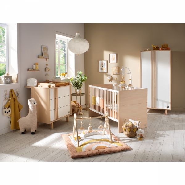 Chambre bébé duo lit little big bed 70x140cm + commode Nature