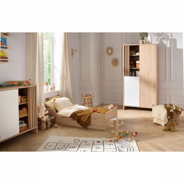 Chambre bébé duo lit 70x140cm + commode blanche Tokyo + Plan à langer offert