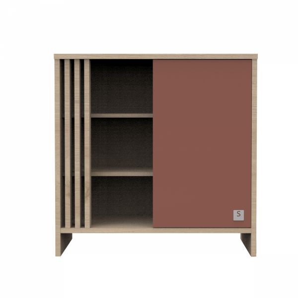 Chambre bébé trio lit little big bed 70x140cm + commode + armoire terracotta Tokyo