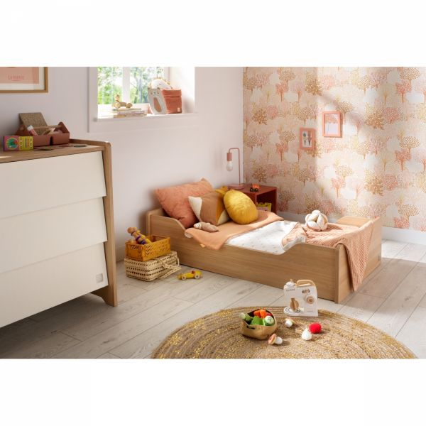 Chambre bébé trio lit little big bed 70x140cm + commode + armoire Vanille