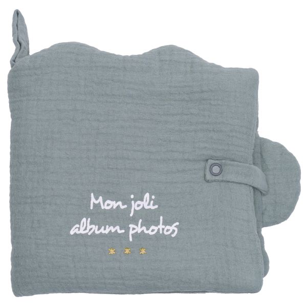Livre album photos nuage gaze de coton vert de gris