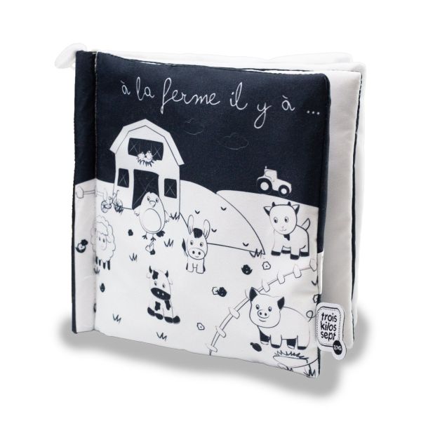 Livre d’éveil noir et blanc à la ferme