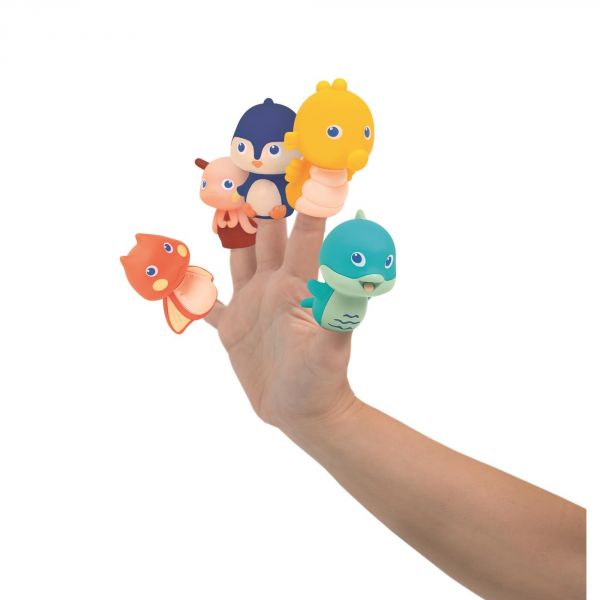 Livre de bain avec 5 marionnettes à doigts