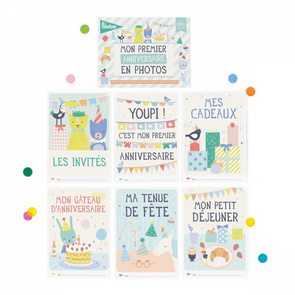 Livret de 6 cartes détachables Mon premier anniversaire en photos