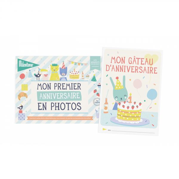 Livret de 6 cartes détachables Mon premier anniversaire en photos