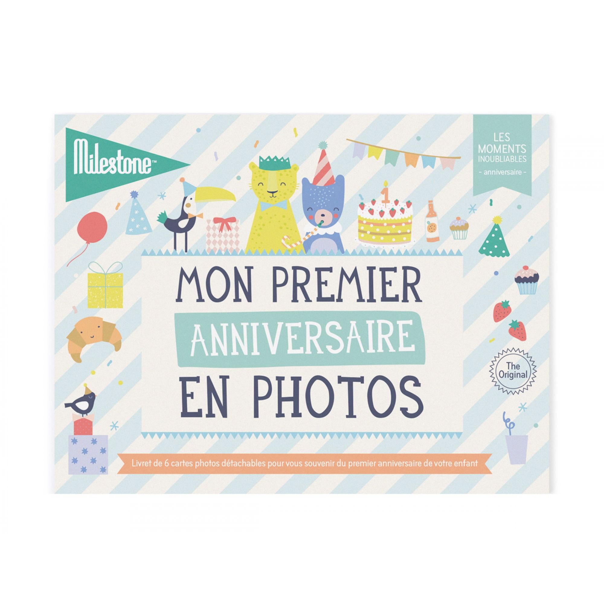 Livret de 6 cartes détachables Mon premier anniversaire en photos