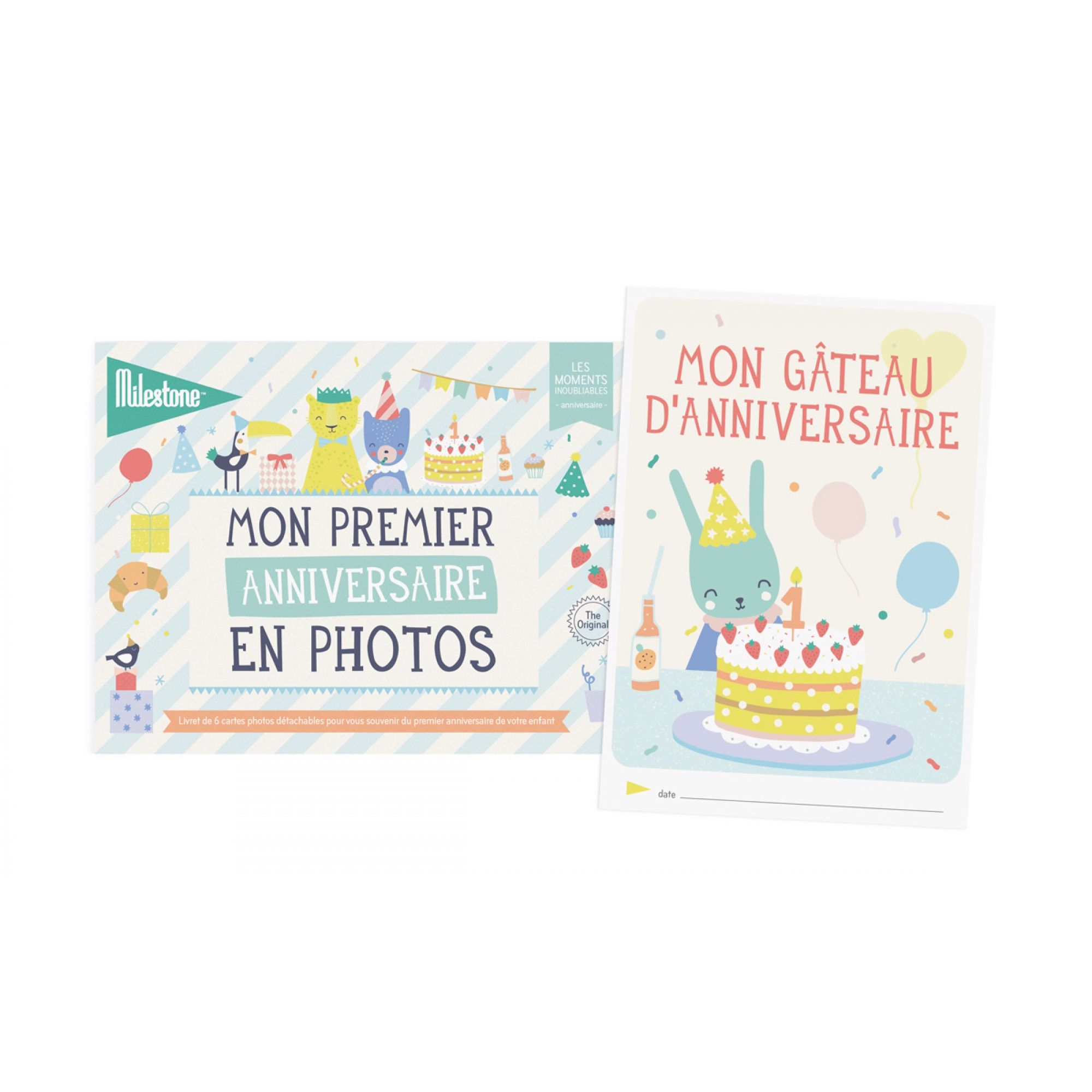 Livret de 6 cartes détachables Mon premier anniversaire en photos