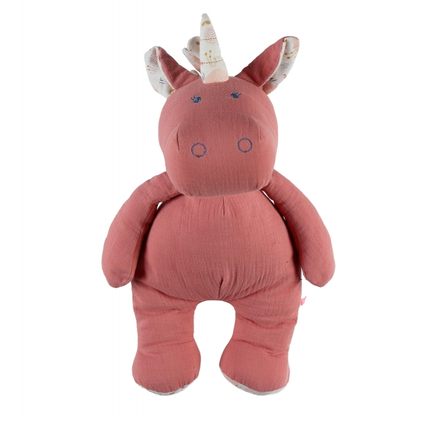 Peluche medium Lina mousseline de coton bio Rose foncée
