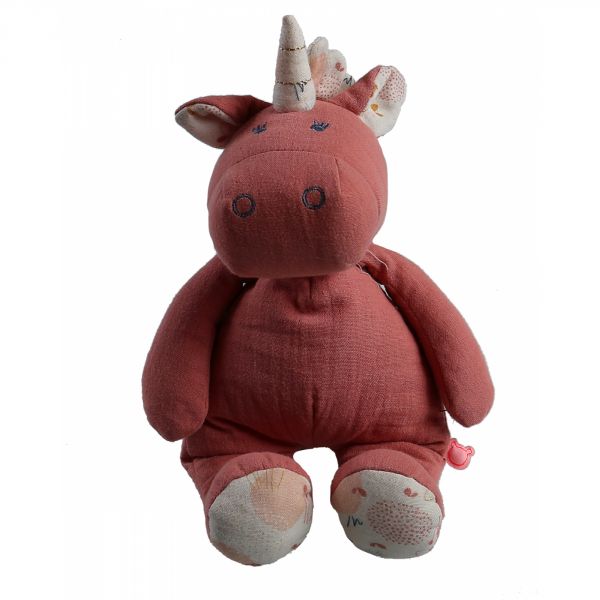 Peluche licorne Lina rose coton bio 25 cm