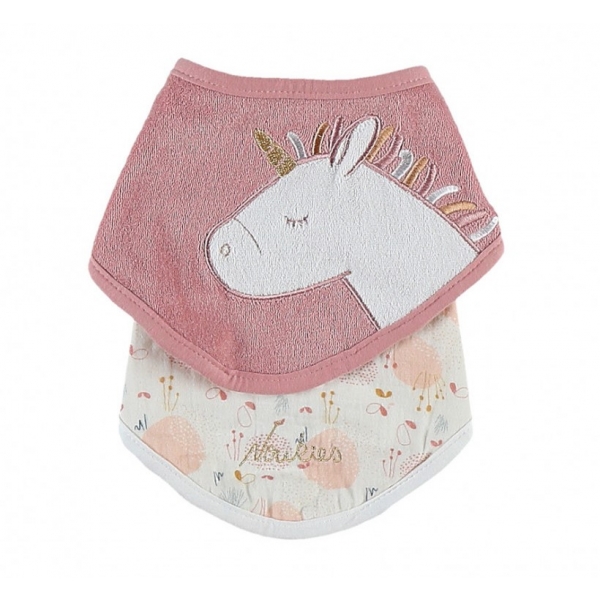 Lot de 2 bavoirs bandana éponge Lina & Joy