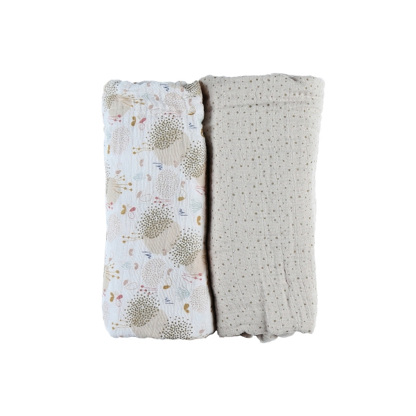 Lot de 2 draps housse coton bio 70 x 140 cm Lina & Joy