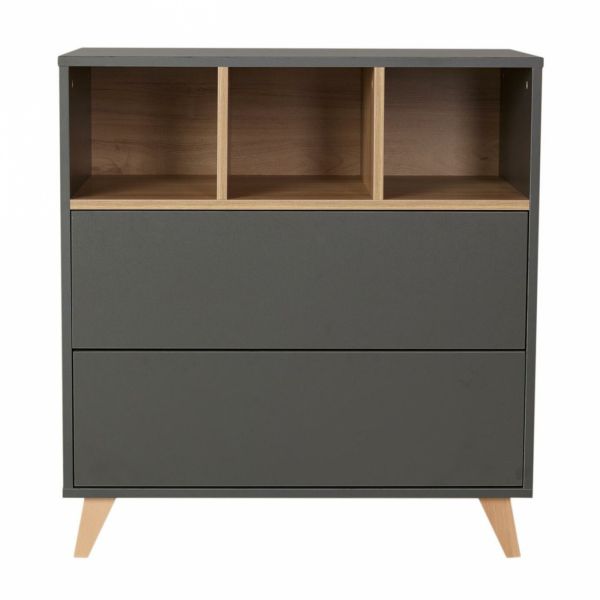 Commode 2 tiroirs 3 niches Loft Anthracite