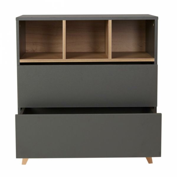 Commode 2 tiroirs 3 niches Loft Anthracite