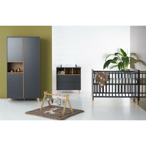 Commode 2 tiroirs 3 niches Loft Anthracite