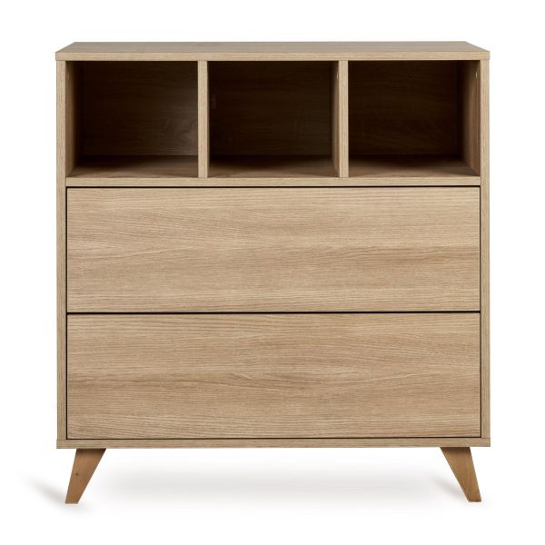 Commode 2 tiroirs 3 niches Loft Honey Ash