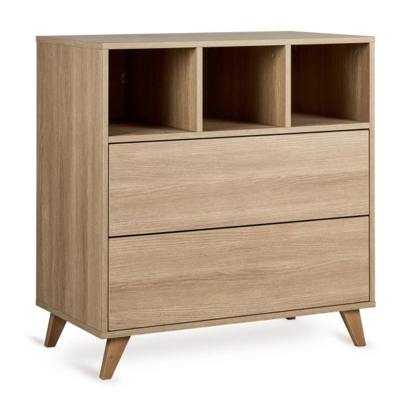 Commode 2 tiroirs 3 niches Loft Honey Ash