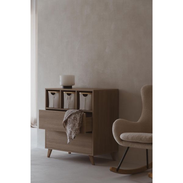 Commode 2 tiroirs 3 niches Loft Honey Ash