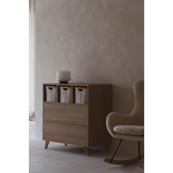 Commode 2 tiroirs 3 niches Loft Honey Ash