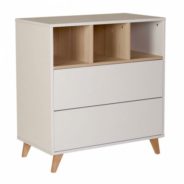 Commode 2 tiroirs 3 niches Loft White