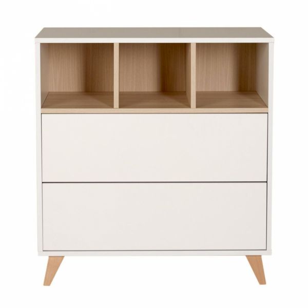 Commode 2 tiroirs 3 niches Loft White